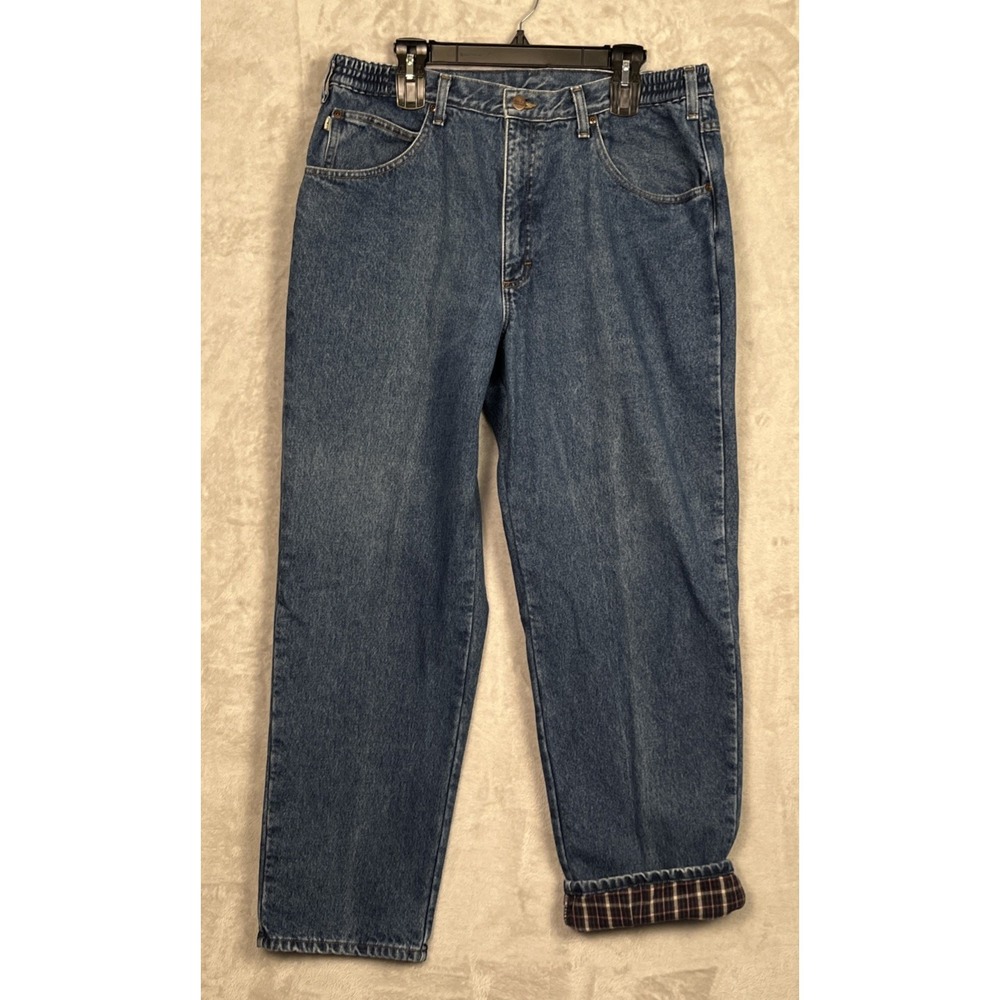 LL Bean Mens Flannel Lined Jeans 38x32 Double L Comfort Waist Blue Denim Pants - Picture 3 of 11